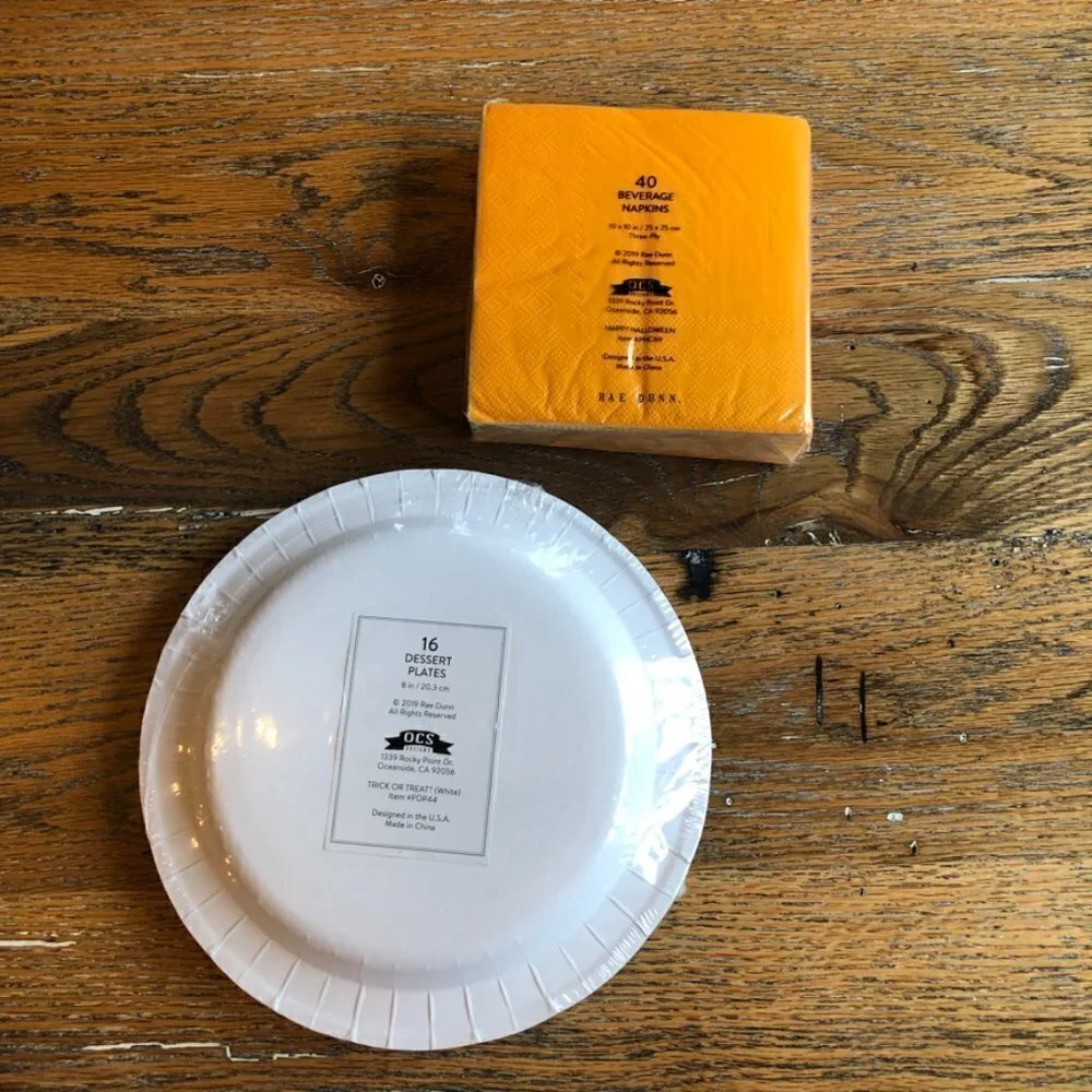 Rae Dunn Halloween Dessert Plates and Beverage Napkins